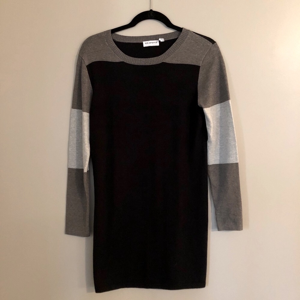 525 America Black and Gray Long Sleeve Dress